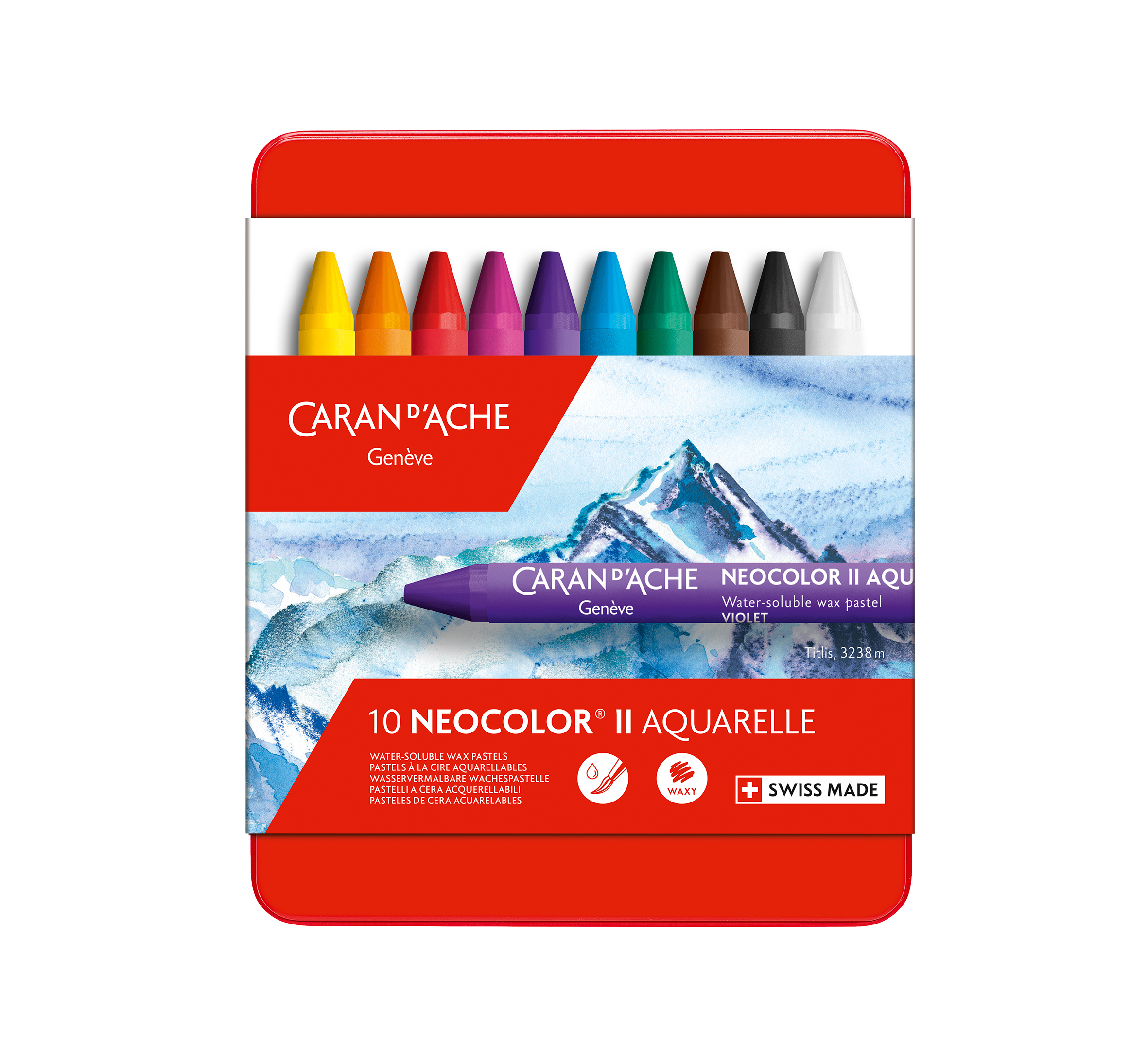CARAN D'ACHE Wachsmalkreiden Neocolor II wasserlöslich 10 Farben