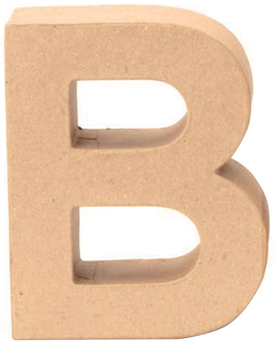 Buchstabe B aus Pappe in 3D-Form. Unbehandelt und in natürlicher Farbe.