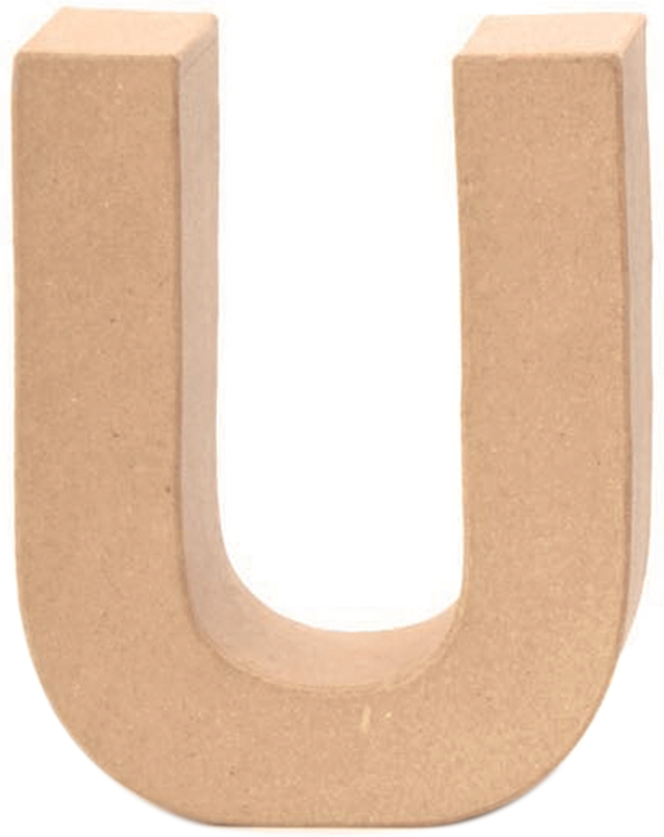 Buchstabe U aus hellem Material. Form ist schlicht und ohne Verzierungen.