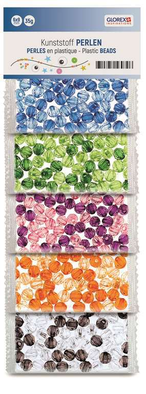 GLOREX Kunststoff Perlen 50 g halb-transparent mehrere Farben