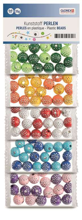 GLOREX Kunststoff Perlen glitzernd 50 g mehrere Farben