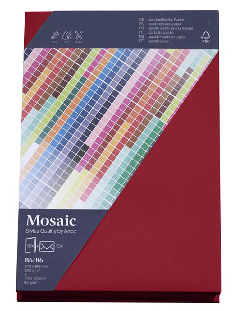 ARTOZ Mosaic Creative B6 Kuverts und Karten je 10 Stück weinrot