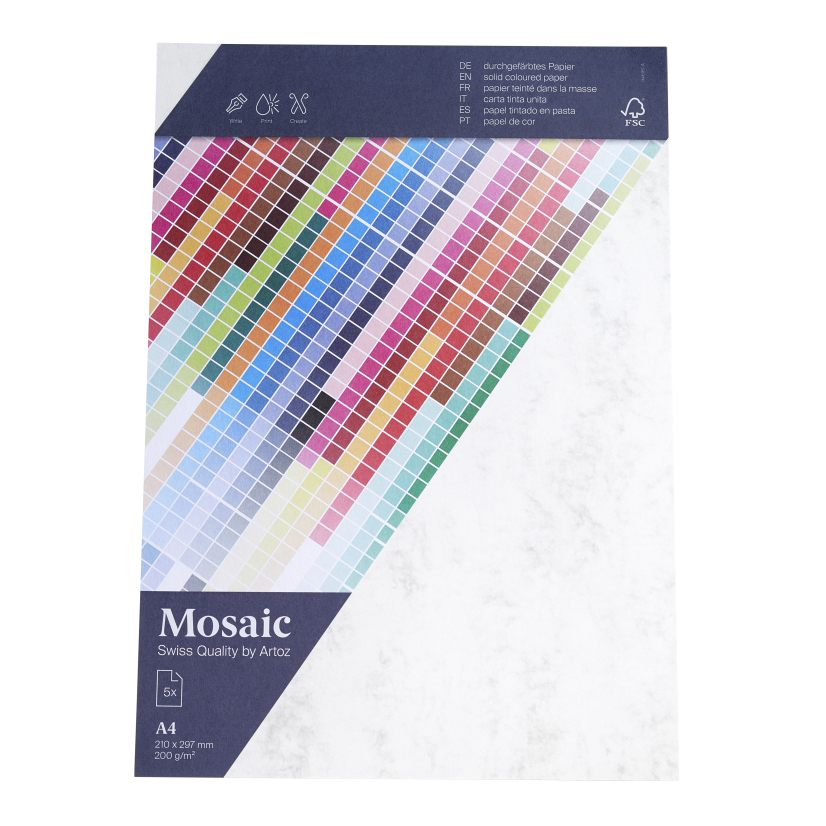 ARTOZ Mosaic Karten A5 5 Stück marmoriert grau