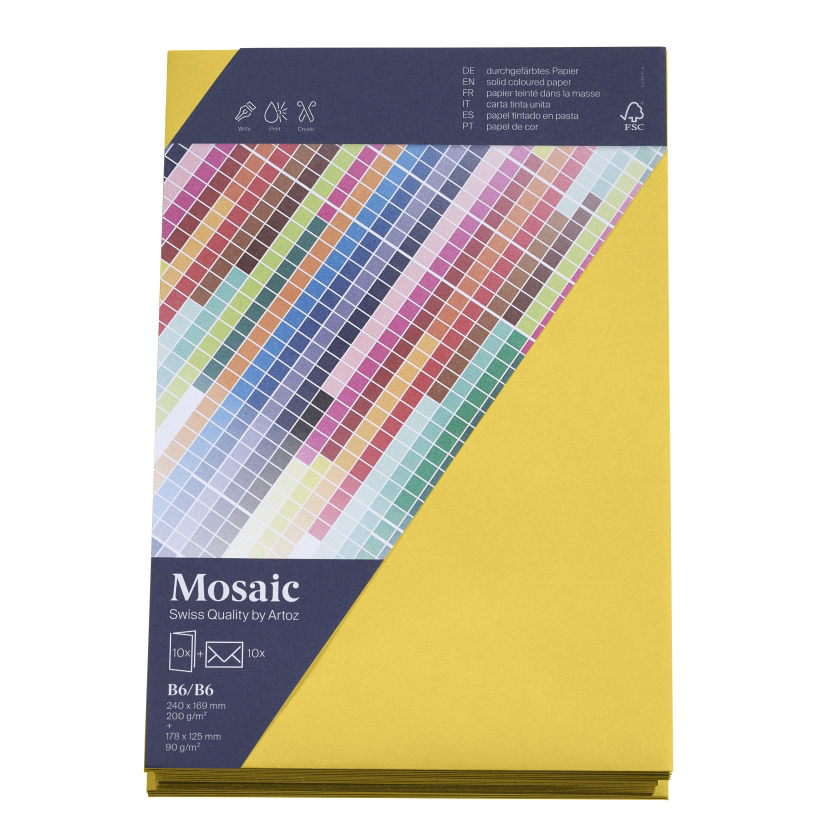ARTOZ Mosaic Creative B6 Kuverts und Karten je 10 Stück gelb