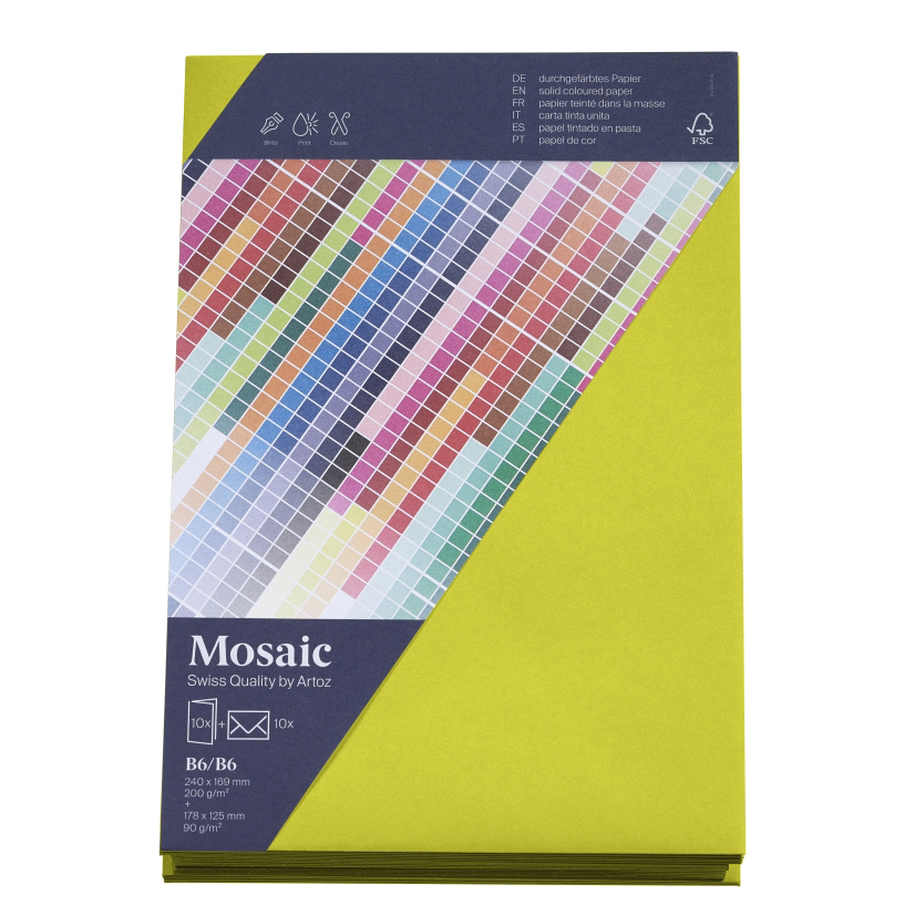 ARTOZ Mosaic Creative B6 Kuverts und Karten je 10 Stück neon lime