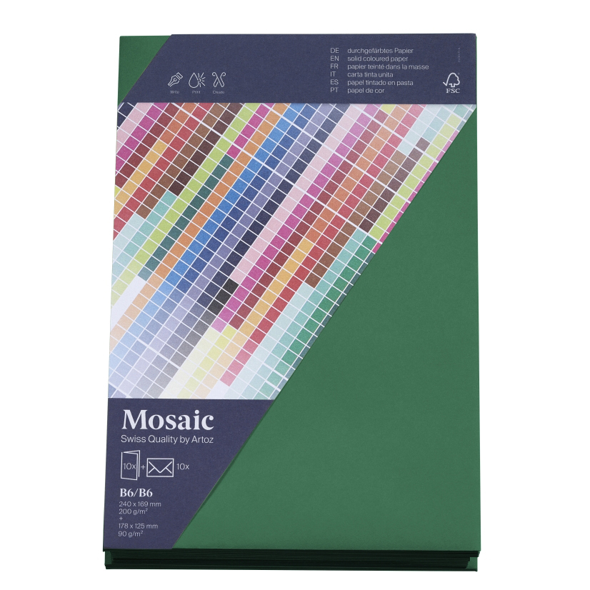 ARTOZ Mosaic Creative B6 Kuverts und Karten je 10 Stück tannengrün