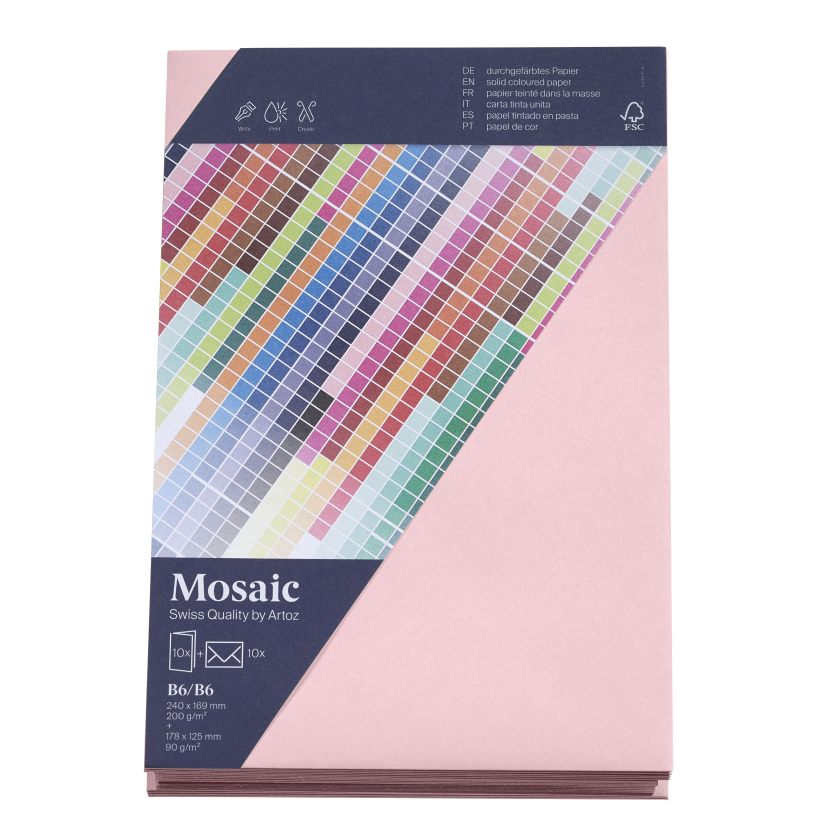 ARTOZ Mosaic Creative B6 Kuverts und Karten je 10 Stück rosa