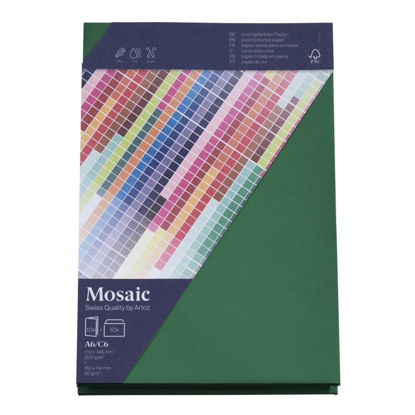 ARTOZ Mosaic Creative C6 Kuverts und A6 Karten je 10 Stück tannengrün