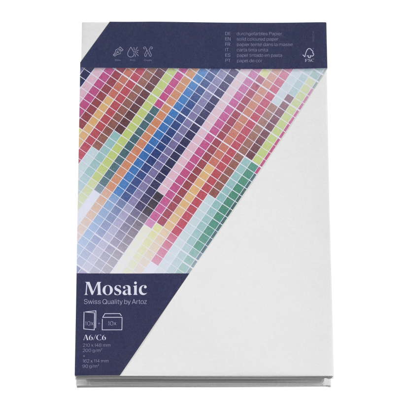 ARTOZ Mosaic Creative C6 Kuverts und A6 Karten je 10 Stück weiß