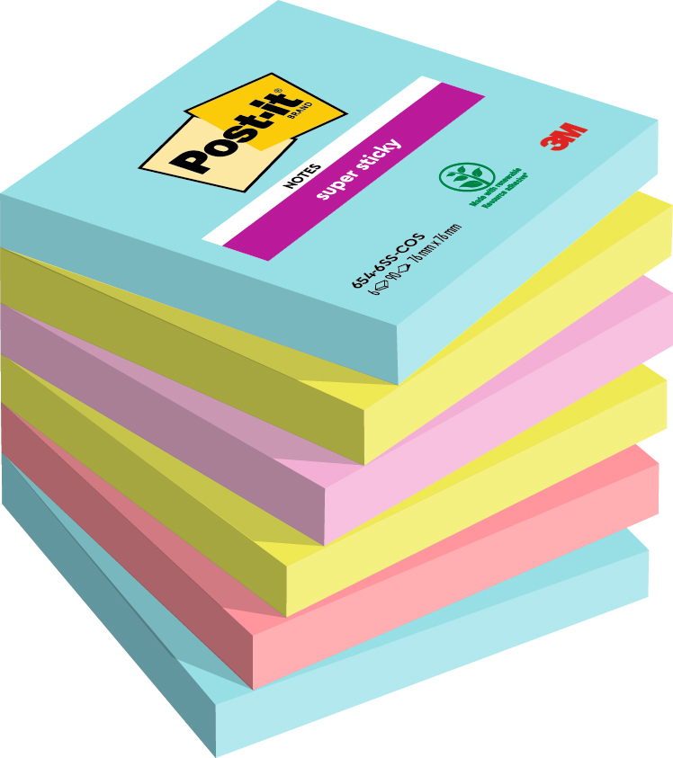 POST-IT Haftnotizen Super Sticky Cosmic Collection 76 x 76 mm 6 x 90 Blatt