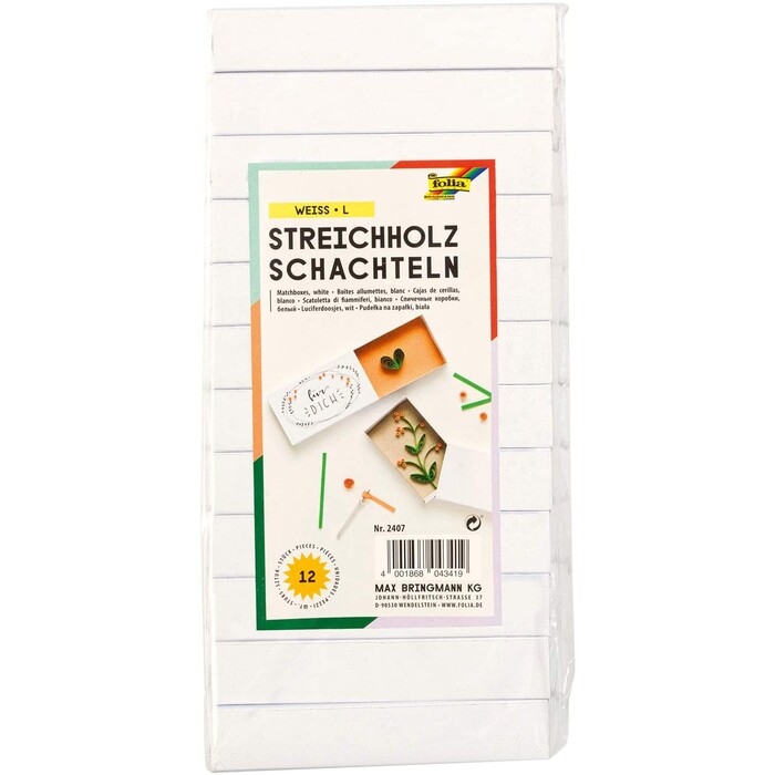 FOLIA Streichholzschachteln blanko 12 Stück weiß