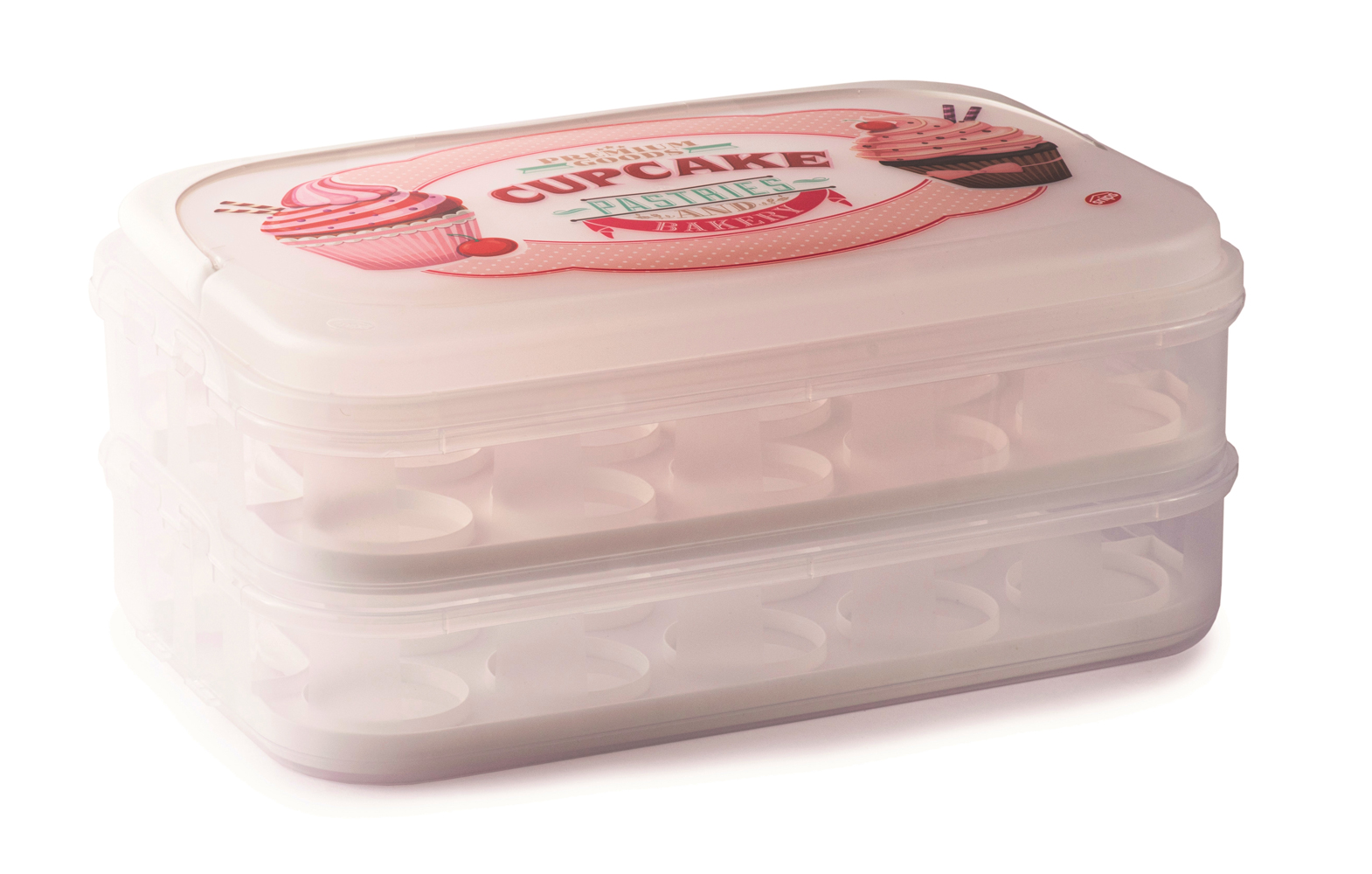 SNIPS Muffinbox für 24 Muffins transparent/rosa