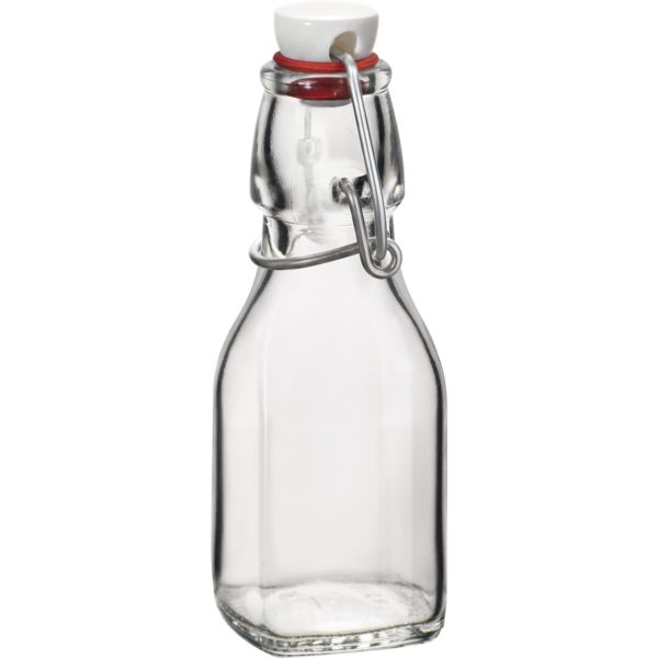 BORMIOLI ROCCO Glasflasche ”Swing” mit Bügelverschluss 4-Kant 125 ml - PAGRO