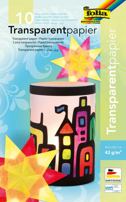 Farbiges Pergamentpapier 30 Blatt - Transparentes Bastelpapier 10,8x14cm