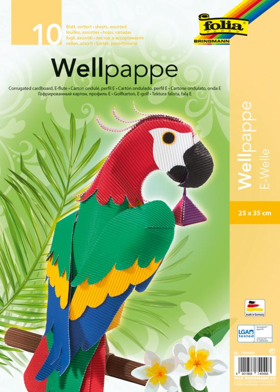 Folia Regenbogen-Wellpappe – 10 Bogen, 25x35 Cm, Doppelseitig Gefärbt, Sortimentspackung