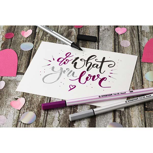 STABILO Pen 68 Brush Filzstifte Set – 3 Stifte, Pinselspitze, Ultramarinblau, Ideal Für Lettering & Aquarell-Effekte