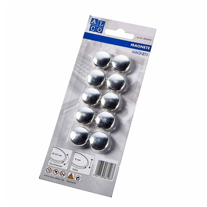 20 Weiße Pinnwand-Magnete – Ø 25 Mm, Mit Griffleiste, Für Whiteboard & Kühlschrank