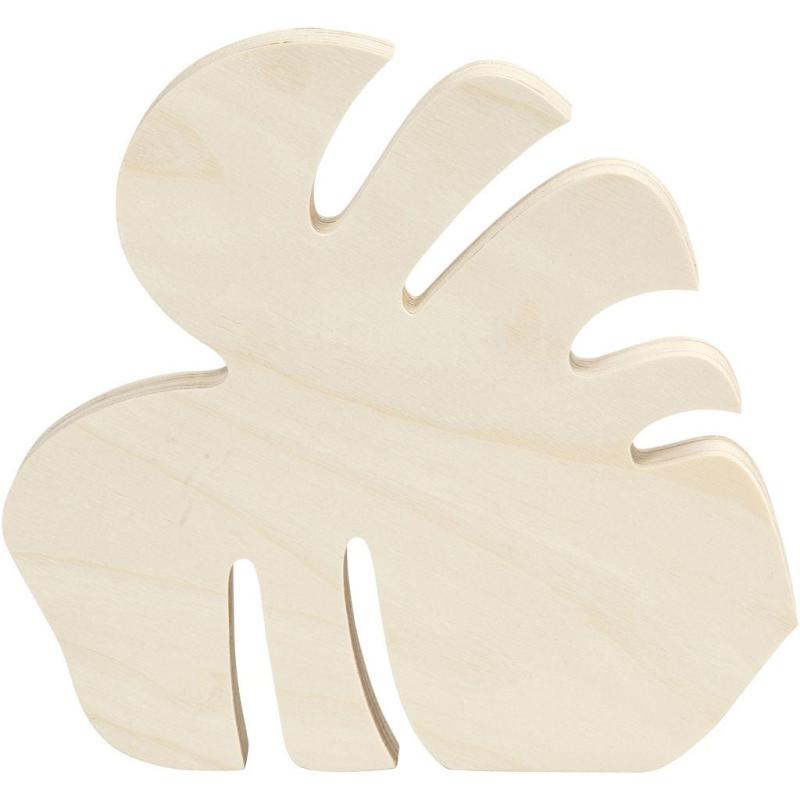 Monstera-Blatt aus Holz 24 x 25 cm natur zum Top-Preis