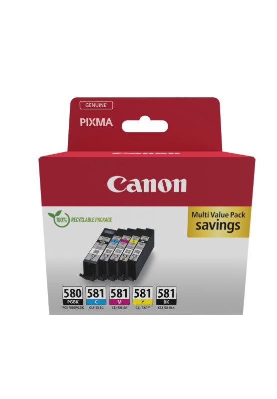 Edding Druckerpatronen Multipack 5 | Für Canon PGI-525/CLI-526 | 2x Schwarz, Cyan, Magenta, Gelb | 440-960 Seiten