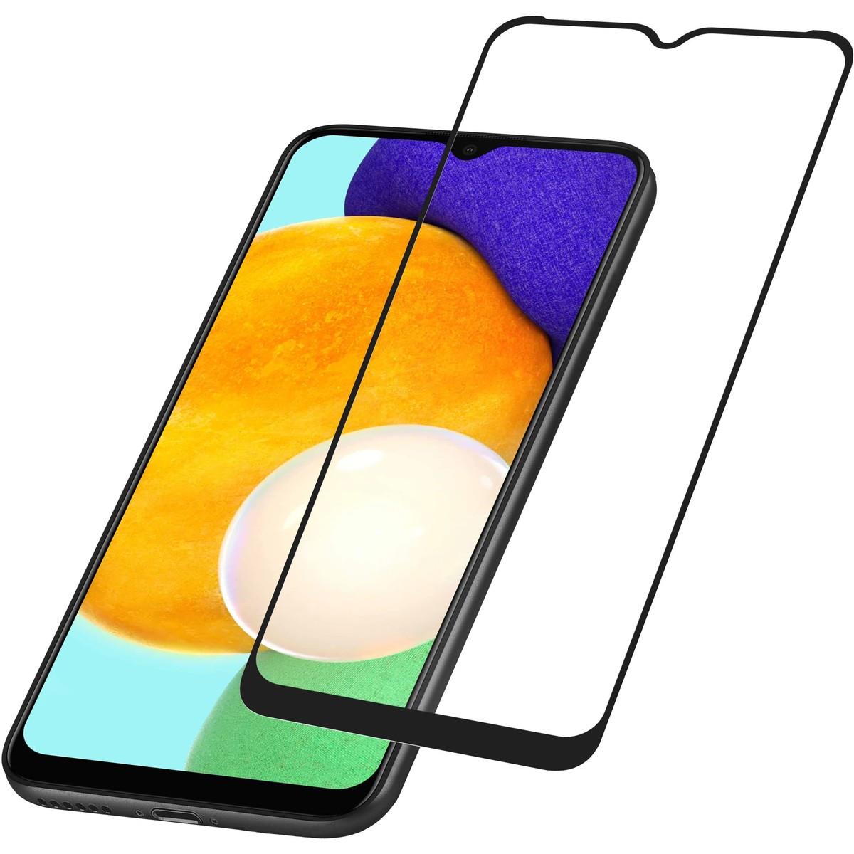 Smartphone mit buntem Bildschirm. Display wird von einer Schutzfolie umgeben.