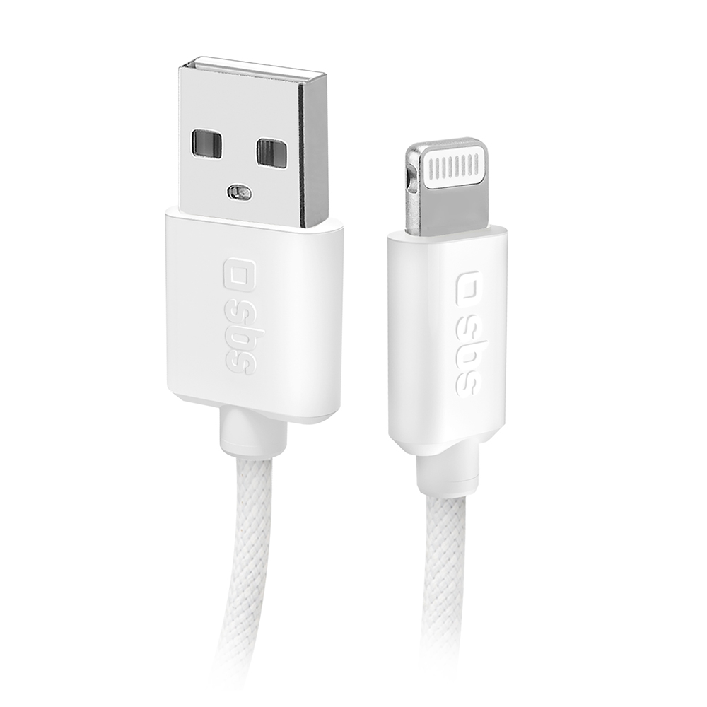 SBS Lade- und Datenkabel USB-A auf Lightning Textilummantelung 1,5 m weiß