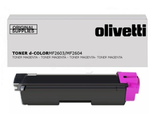 Magenta Tonerkartusche für Drucker. Verpackung in weiß mit schwarzem Schriftzug. Hinweis auf Originalzubehör.