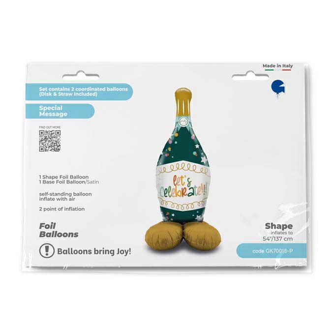 Folienballon Sektflasche Let's Celebrate 137 cm bunt