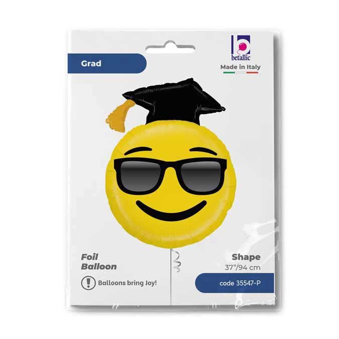 Folienballon Smiley Graduation 80 cm gelb