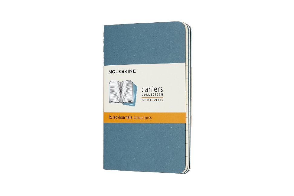 Moleskine Cahier Notizhefte Liniert, Pocket, A6, Kartoneinband, 3er Set, Lebhaftes Blau - geheftet