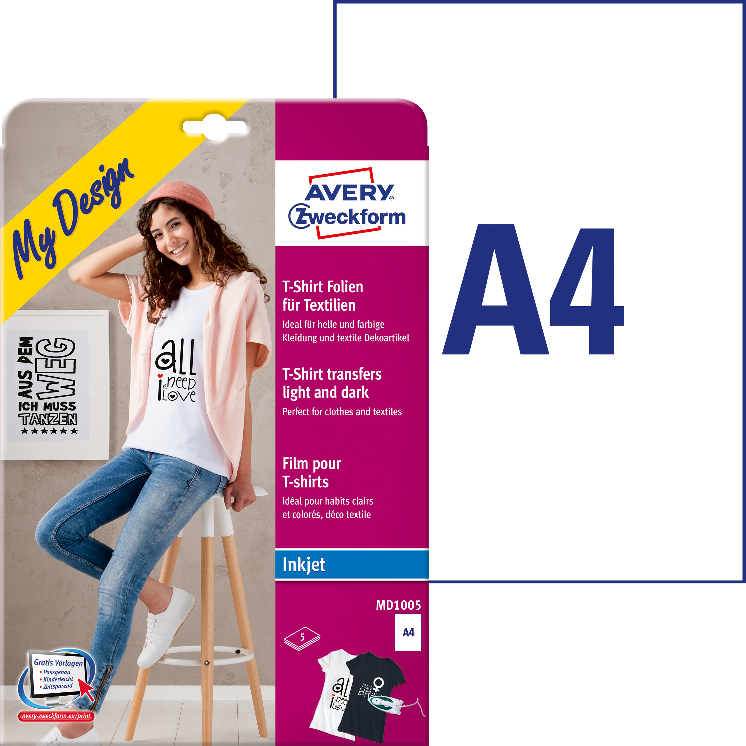 AVERY Zweckform MD1005 Transferfolien-Set 210 x 297 mm 5 Bögen