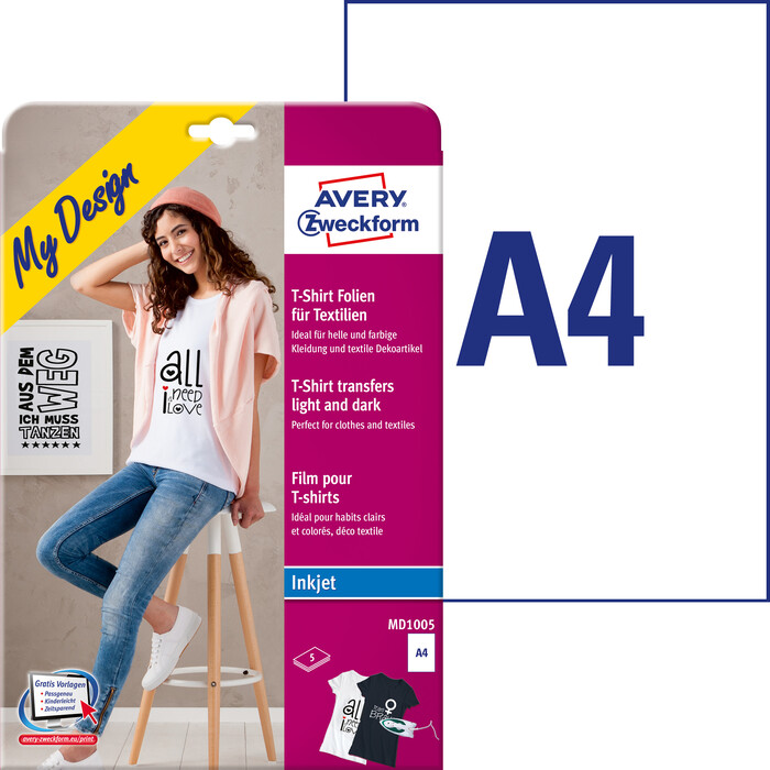 AVERY Zweckform MD1005 Transferfolien-Set 210 x 297 mm 5 Bögen