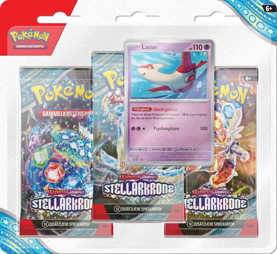 Pokémon Sammelkartenspiel Stellarkrone 3-Pack Blister