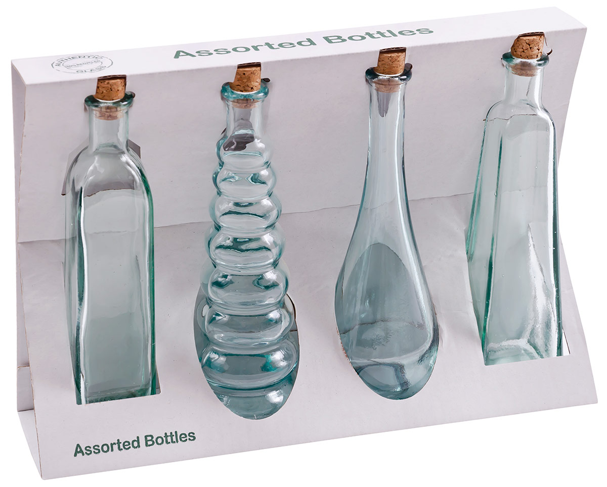 Dekoflaschen-Set aus Glas 4 Teile transparent