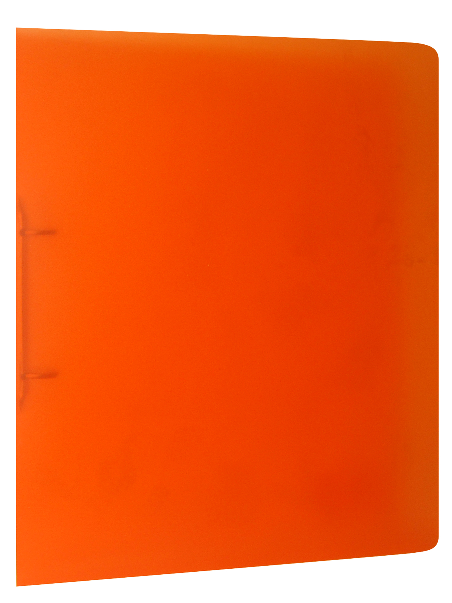 orangefarbener Ordner. Glatte Oberfläche. Geschlossen, ohne sichtbare Inhalte.