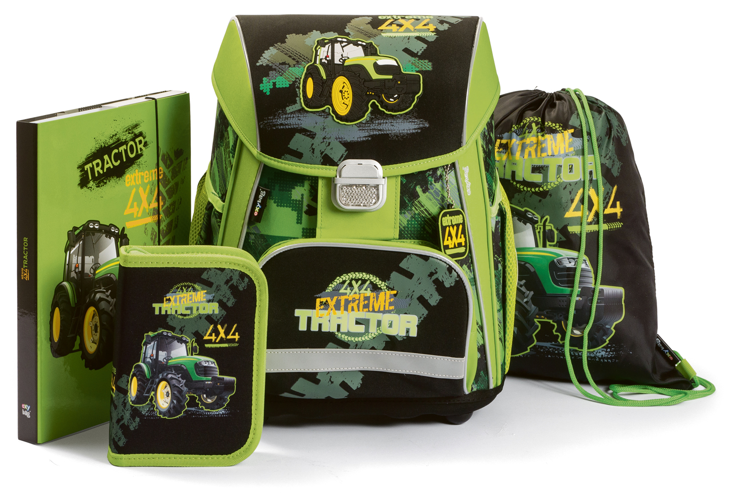 Schultaschen-Set Cool - Traktor 4-teilig grün
