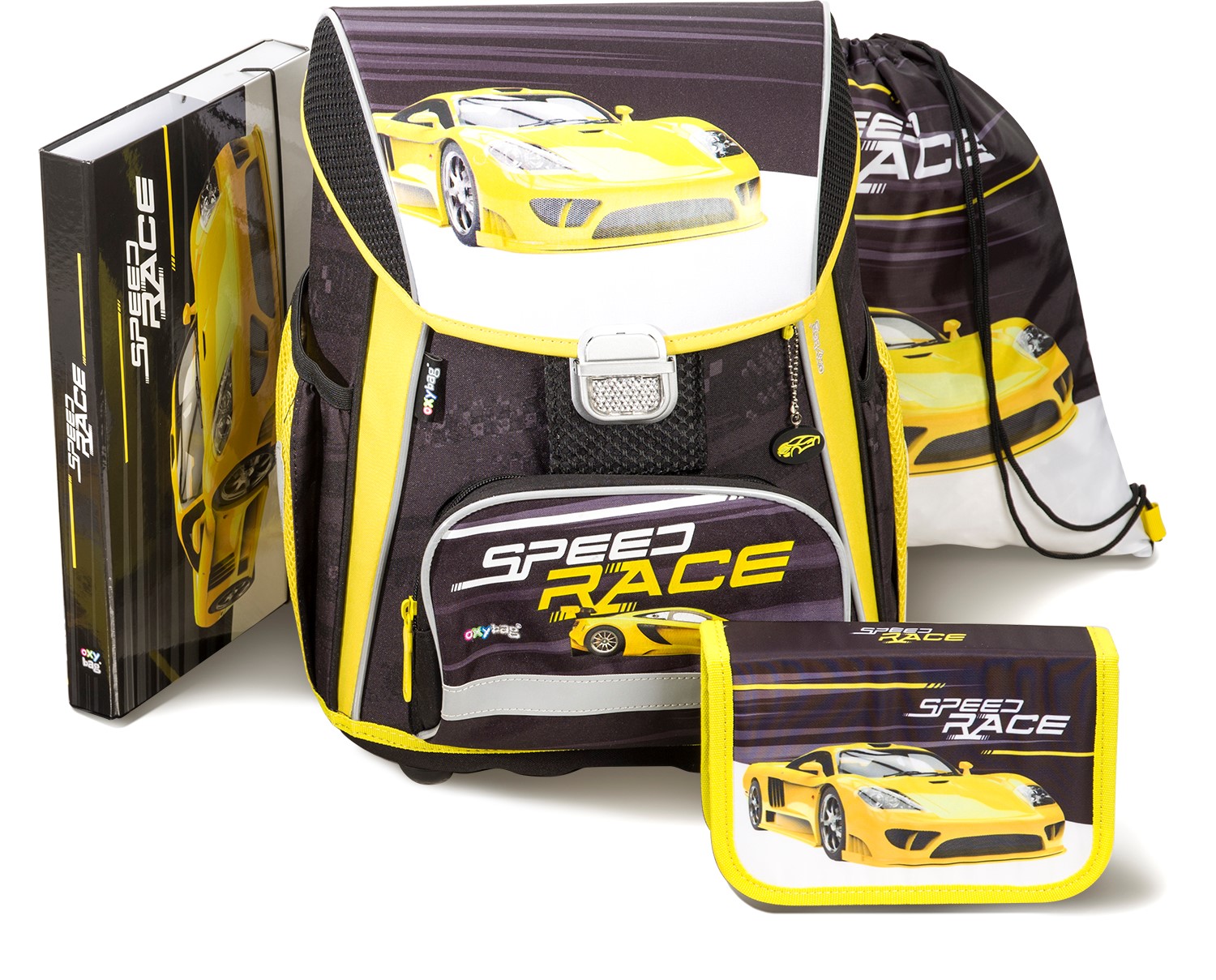 Schultaschen-Set Cool - Racing 4-teilig schwarz/gelb