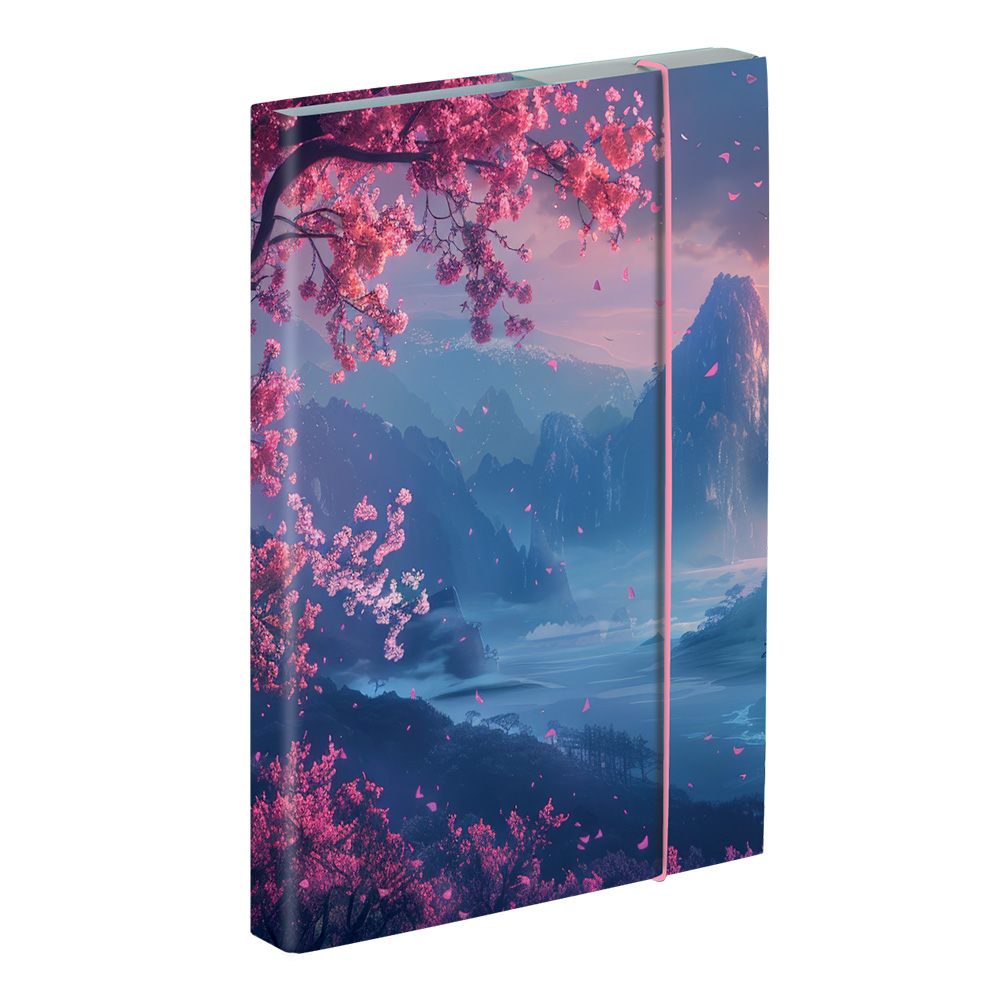 Heftbox A4 Romantic Nature rosa/blau/violett