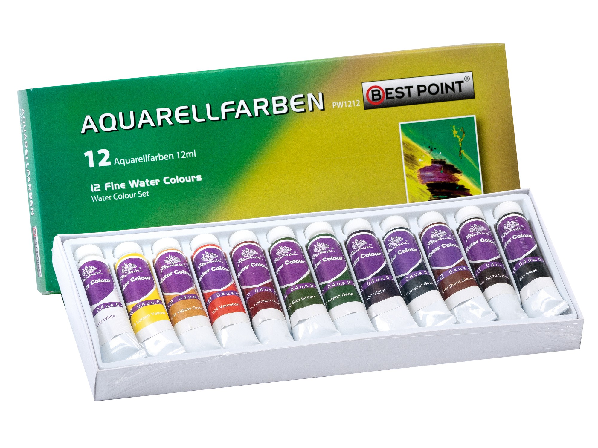 BESTPOINT Aquarellfarben 12 x 12 ml
