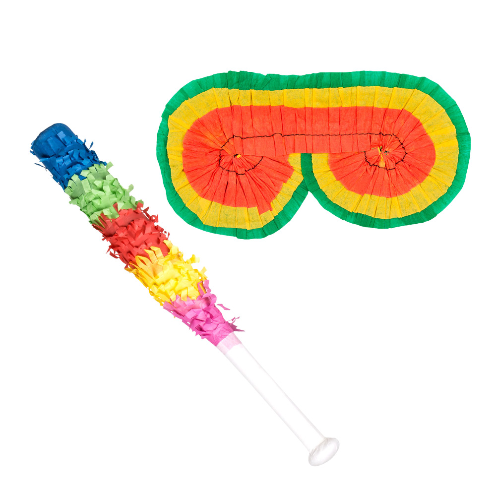 BOLAND Augenbinde und Schlagstock für deine Piñata bunt