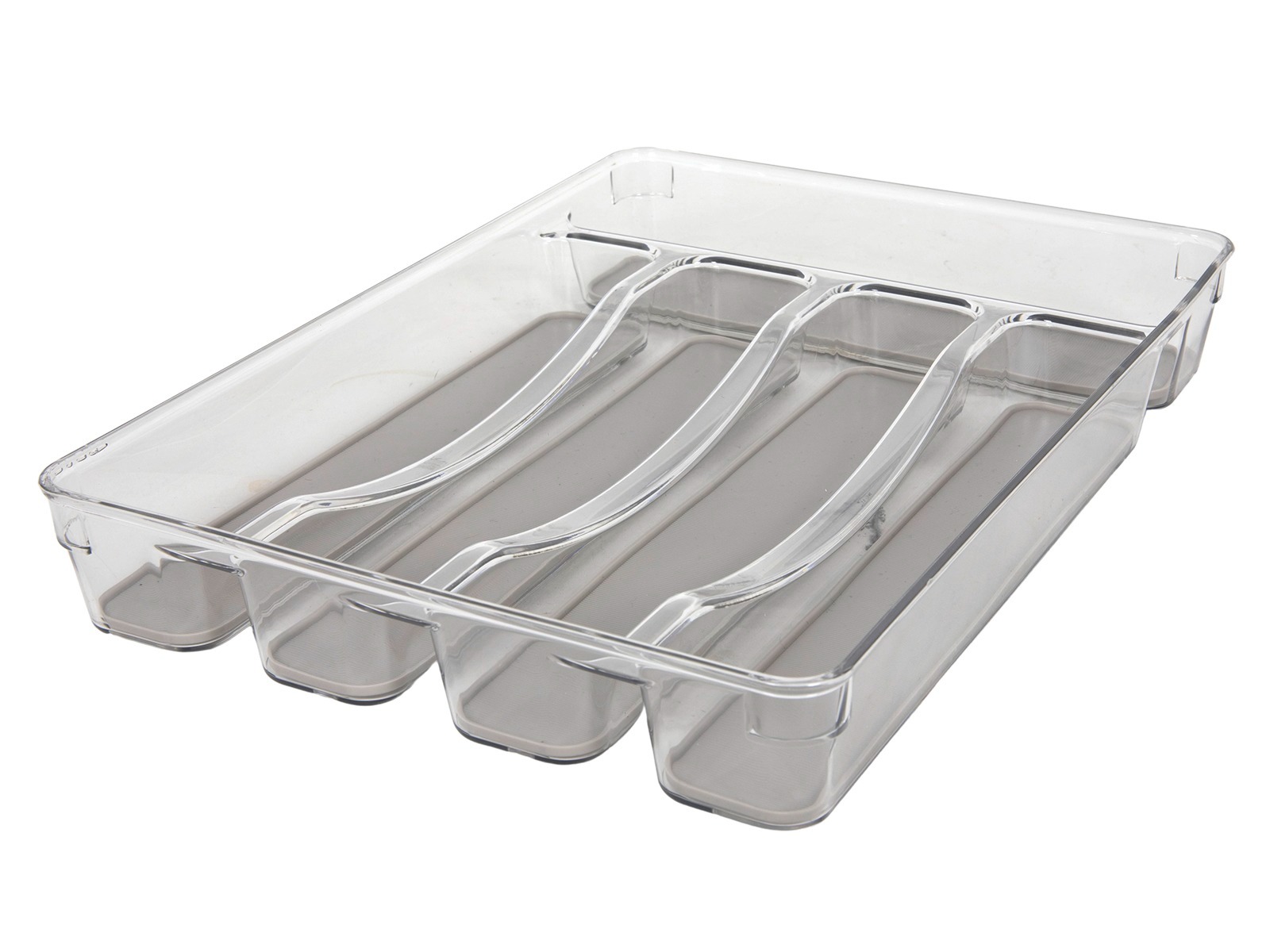 Transparente Aufbewahrungsbox mit mehreren Fächern. Ideal für die Organisation von kleinen Gegenständen.
