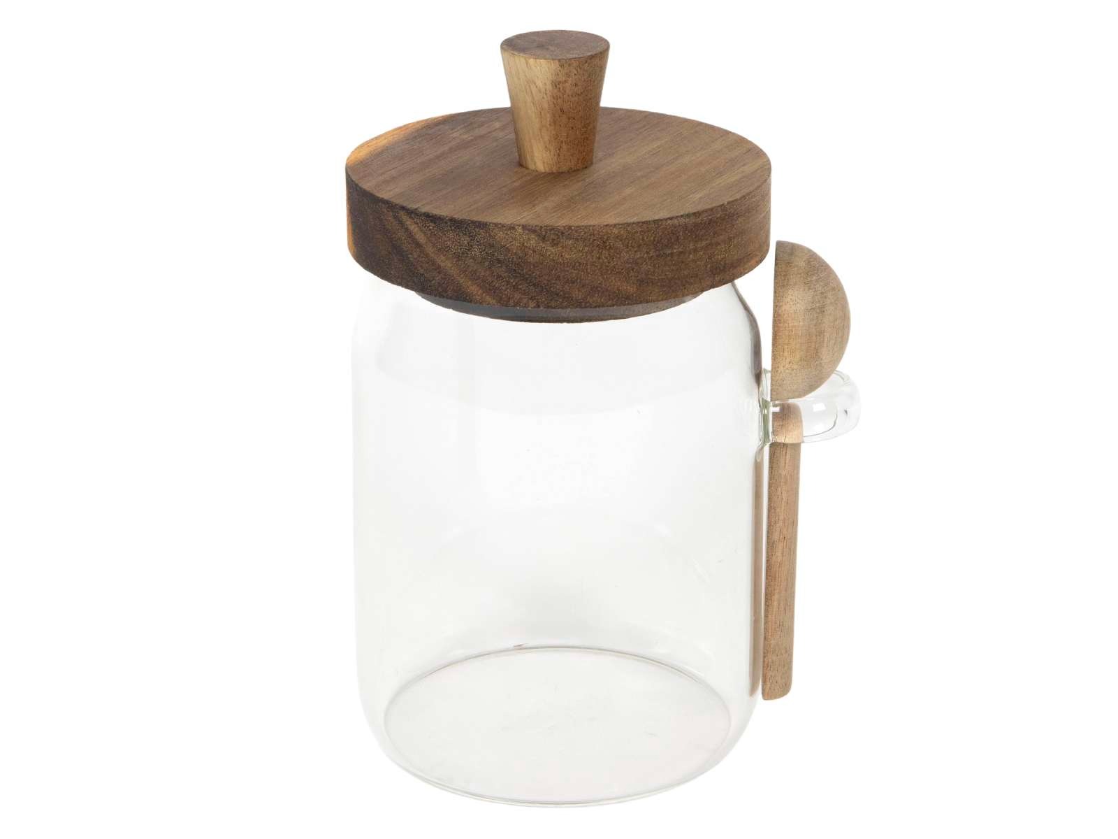 Vorratsglas mit Löffel und Deckel aus Holz Ø 7,5 cm