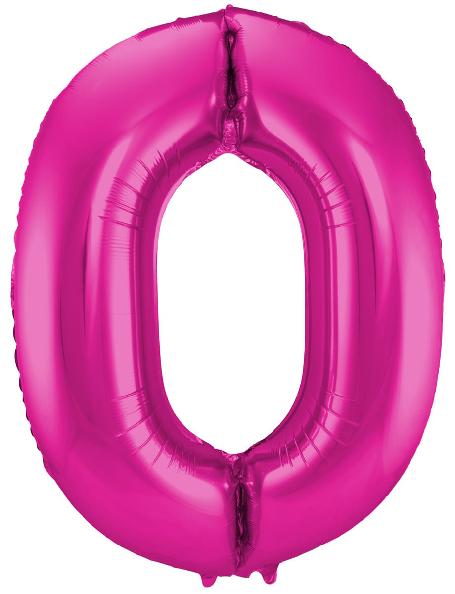 Magenta Luftballon in Form der Zahl 0. Glänzende Oberfläche.