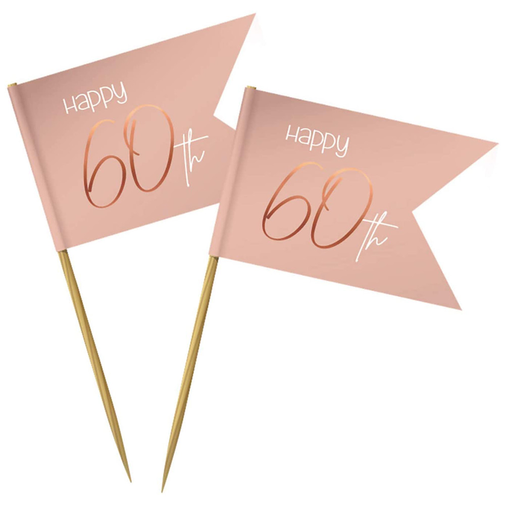 FOLAT Partypicker Elegant Lush Blush Happy 60th 36 Stück pink