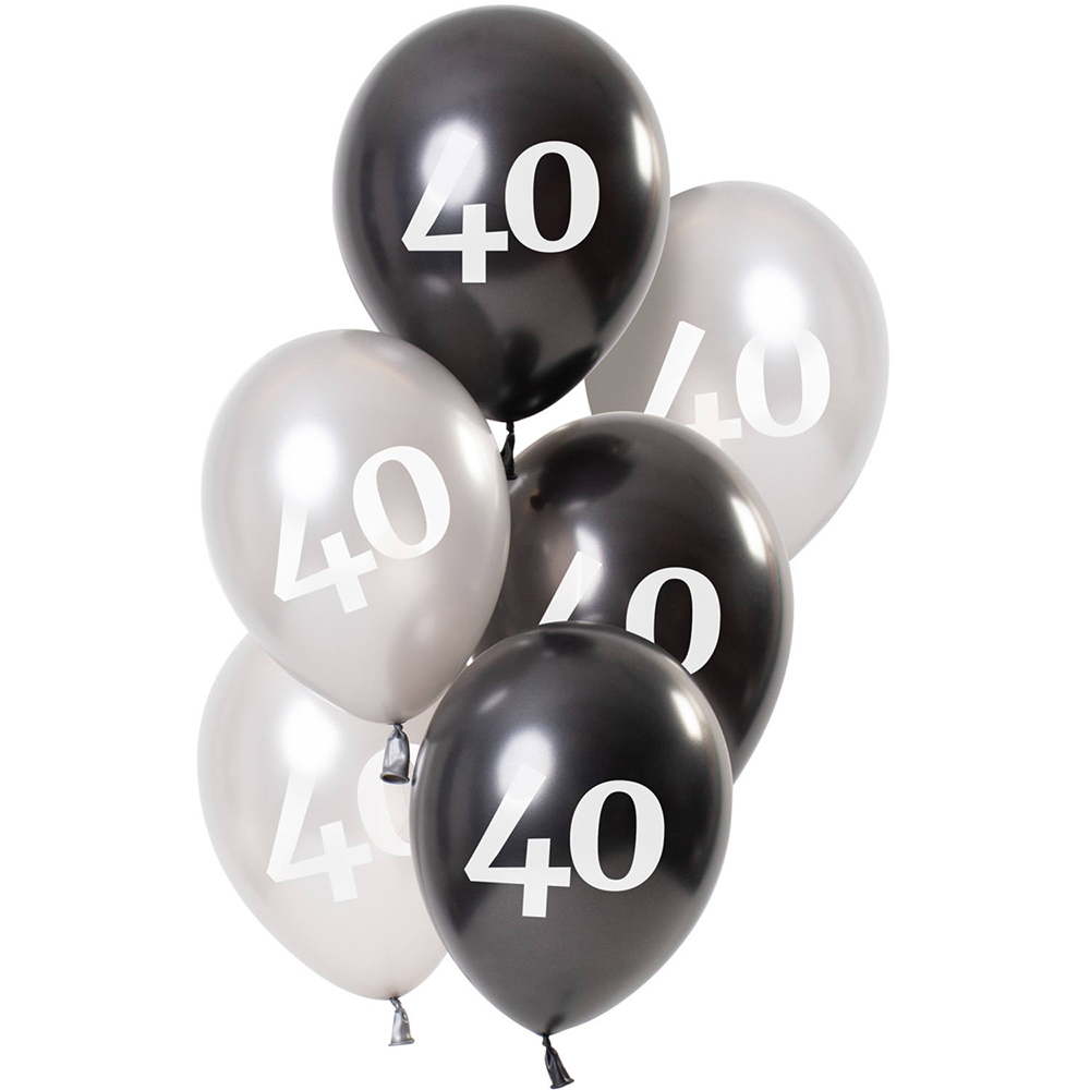 Latexballons 40 23 cm 6 Stück schwarz/silber