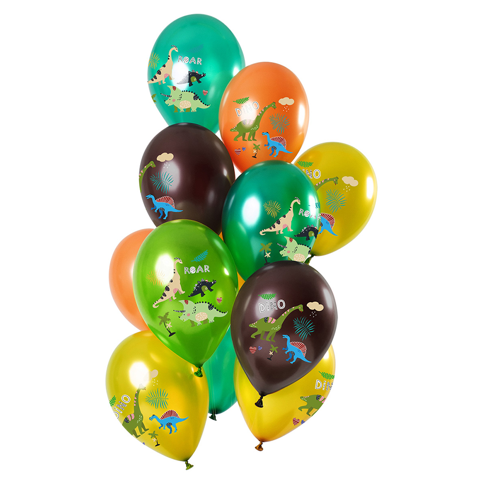 Latexballons Dinosaurier 30 cm 12 Stück metallic mehrfarbig