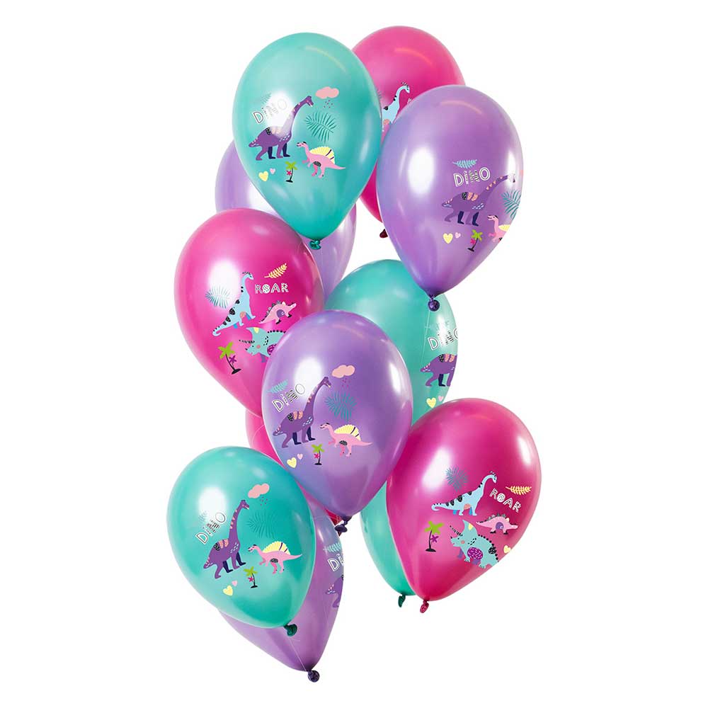 Ballons Dinosaurier Lila Metallic 33 cm 12 Stück bunt