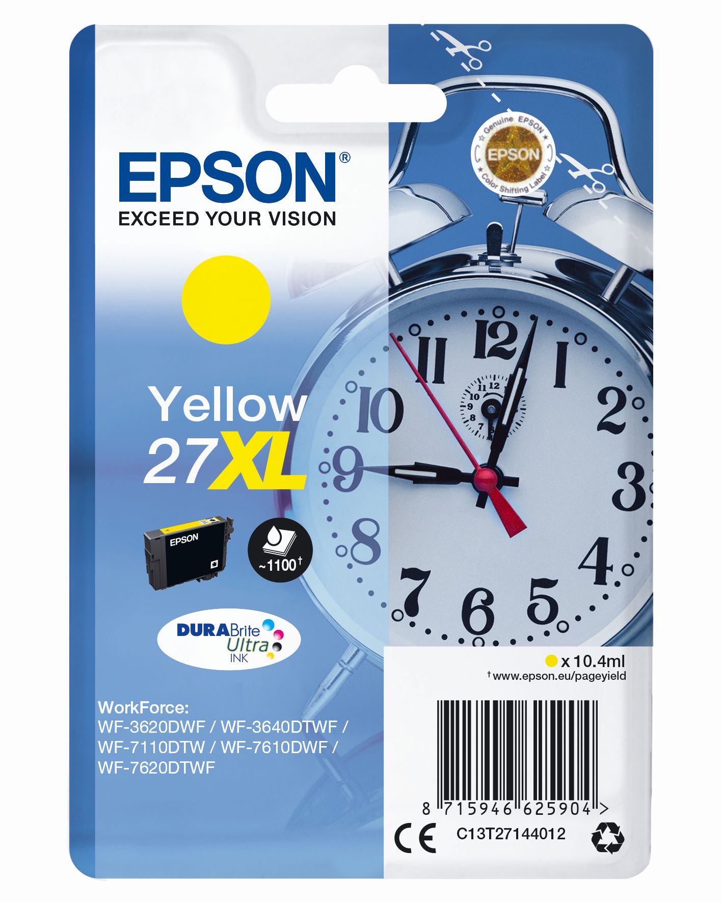 Gelbe Tintenpatrone von Epson. Für Drucker der WorkForce-Serie.