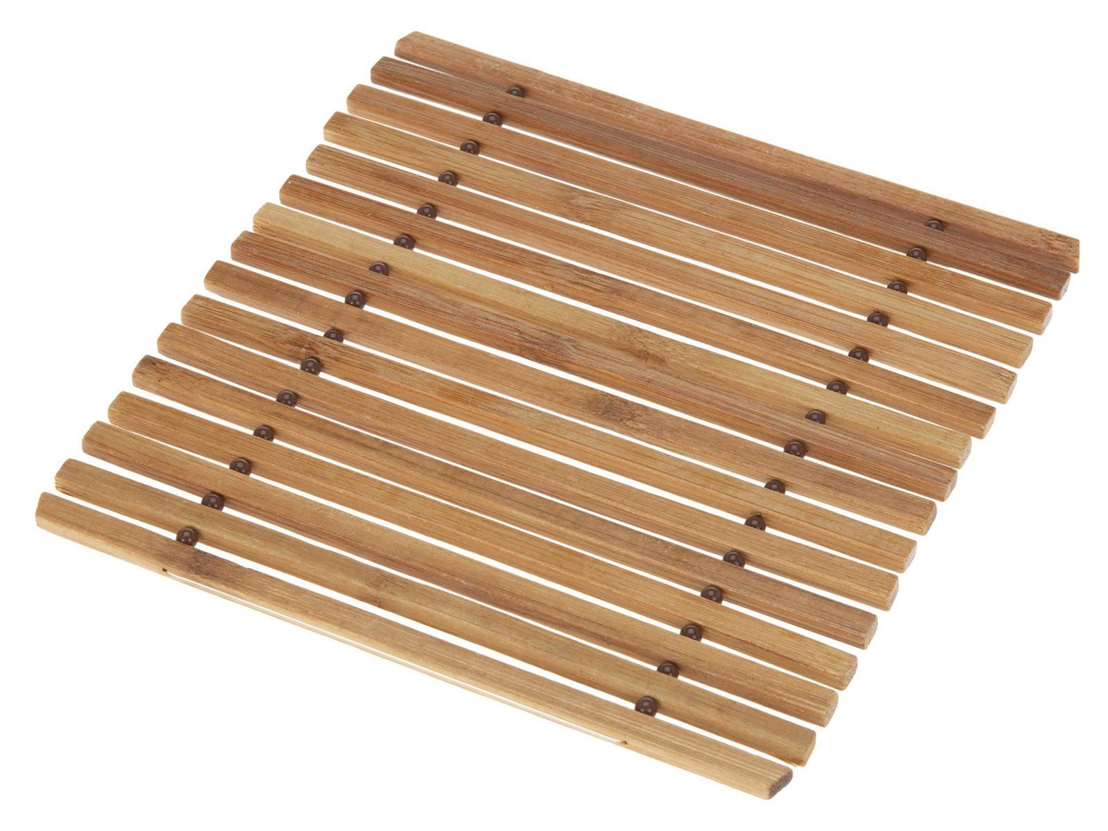 Bambusmatte aus schmalen Streifen. Eignet sich als Unterlage für Badezimmer oder Sauna.