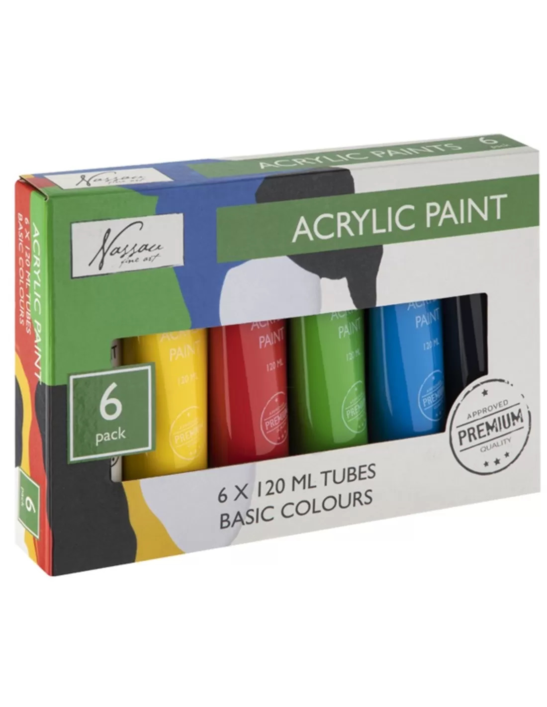 NASSAU Acrylfarben-Set Basic 6 x 120 ml mehrere Farben