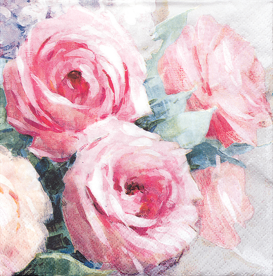 Servietten Rosen 20 Stück 33 x 33 cm rosa